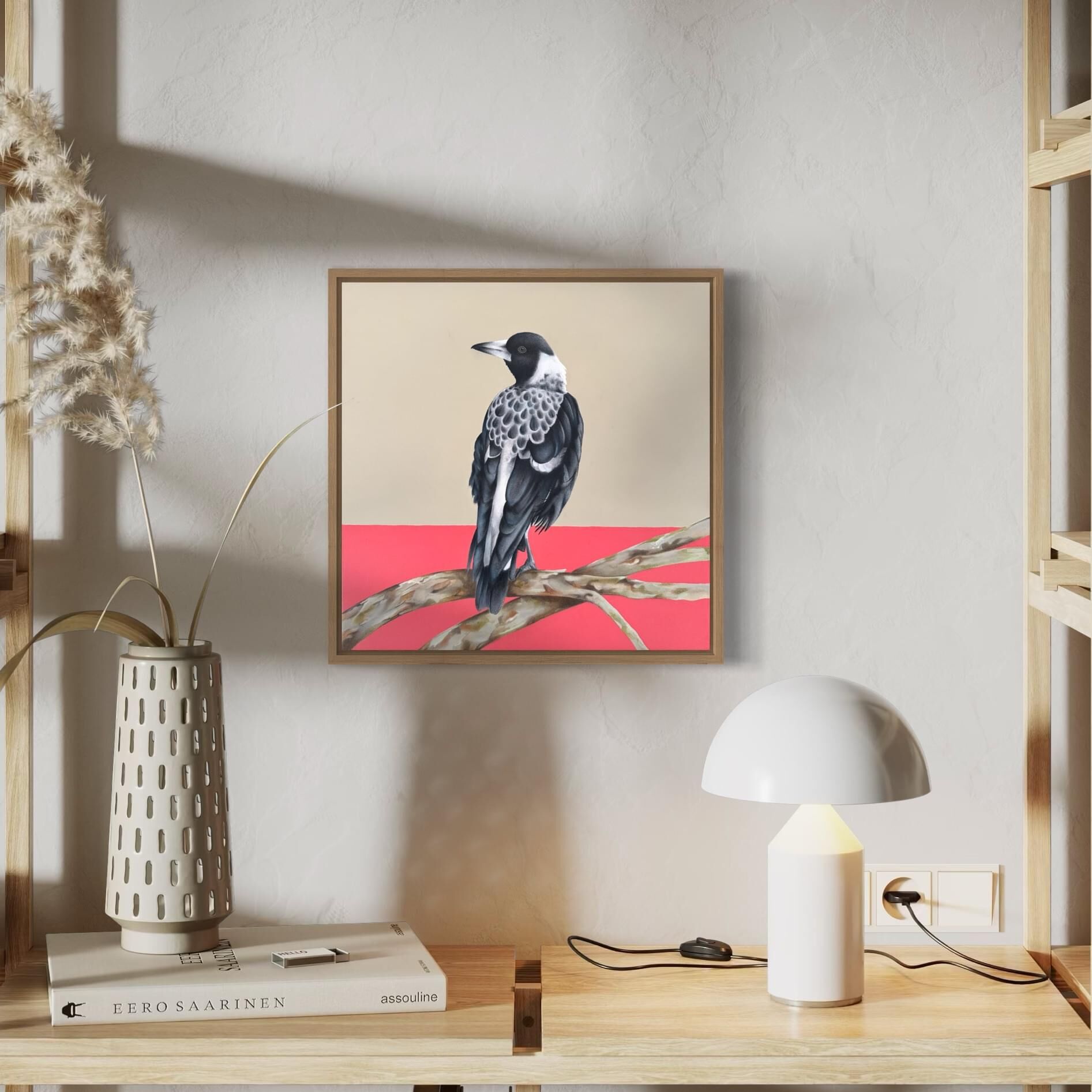 Australian baby magpie original art framed 