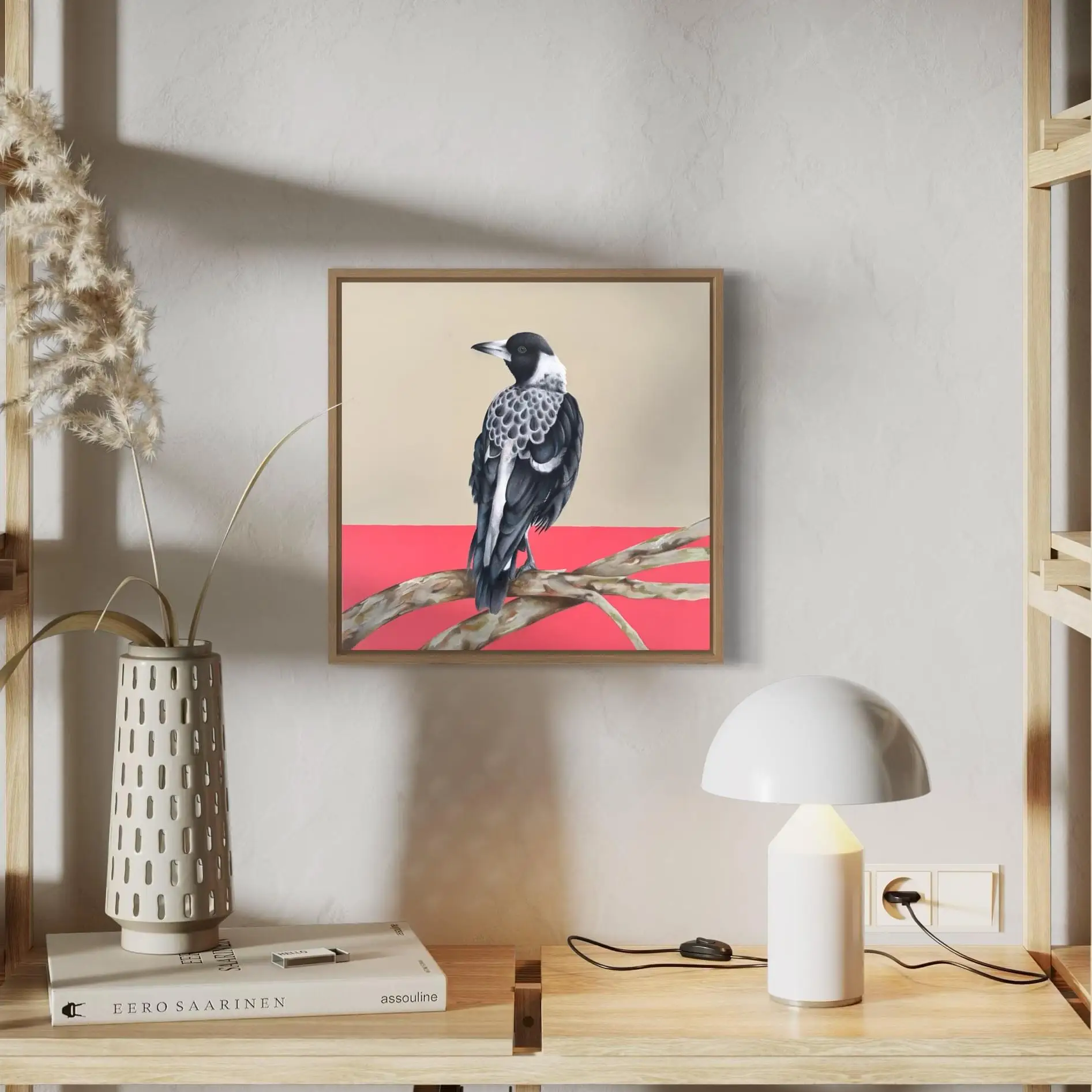 Australian baby magpie original art framed 