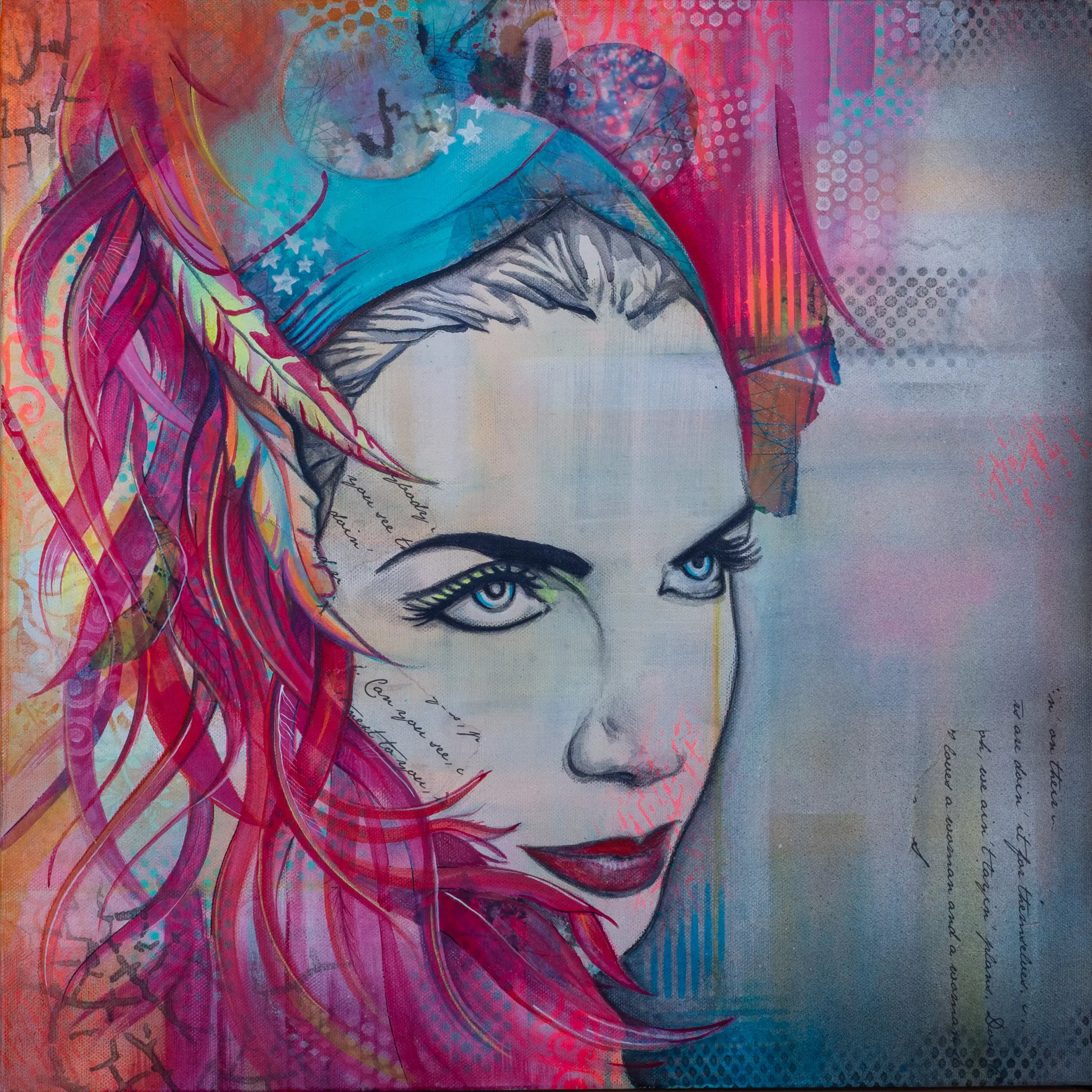 Modern portrait of Annie Lennox framed 