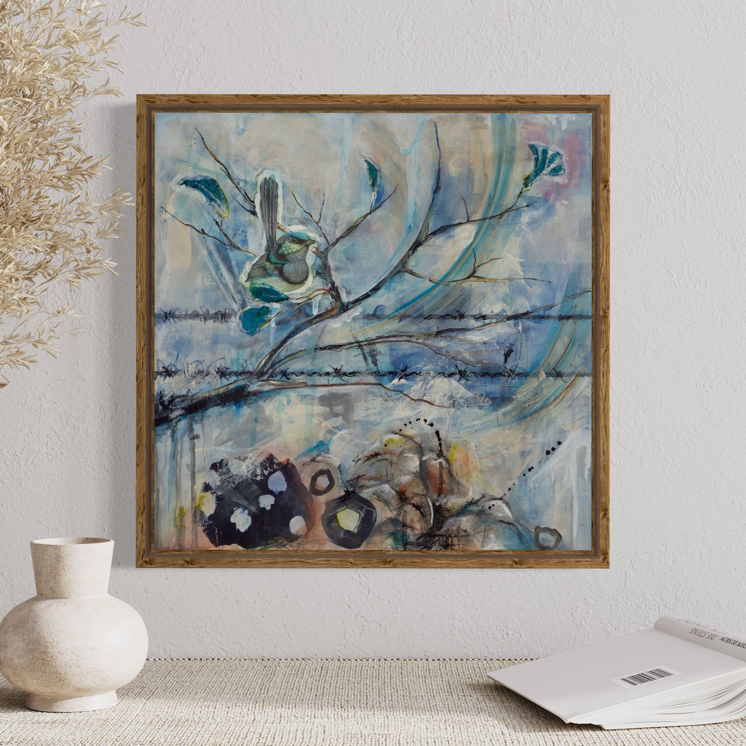 7.2-Blue-Wren-Rocks-Barbed-Wire-Wallart 