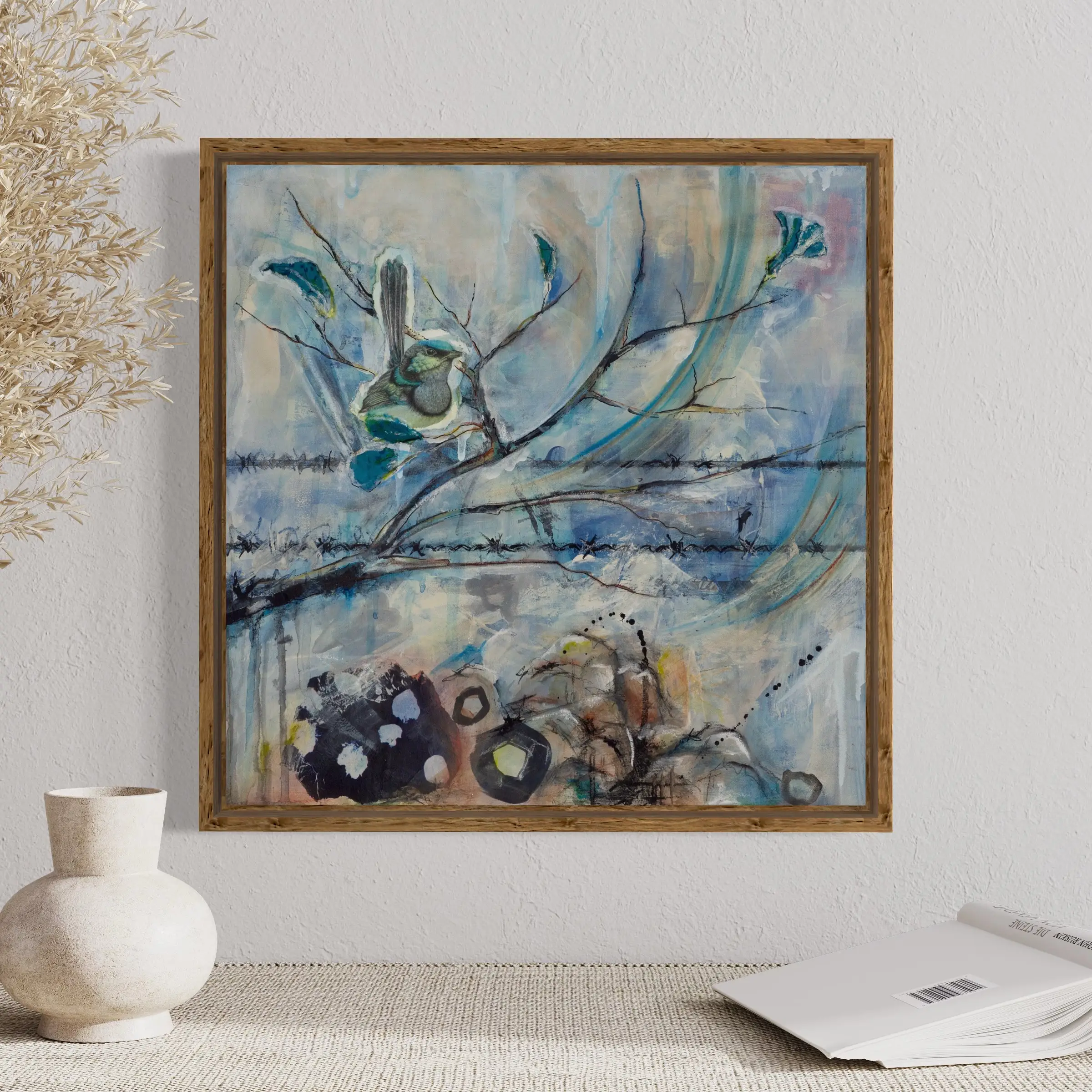 7.2-Blue-Wren-Rocks-Barbed-Wire-Wallart 