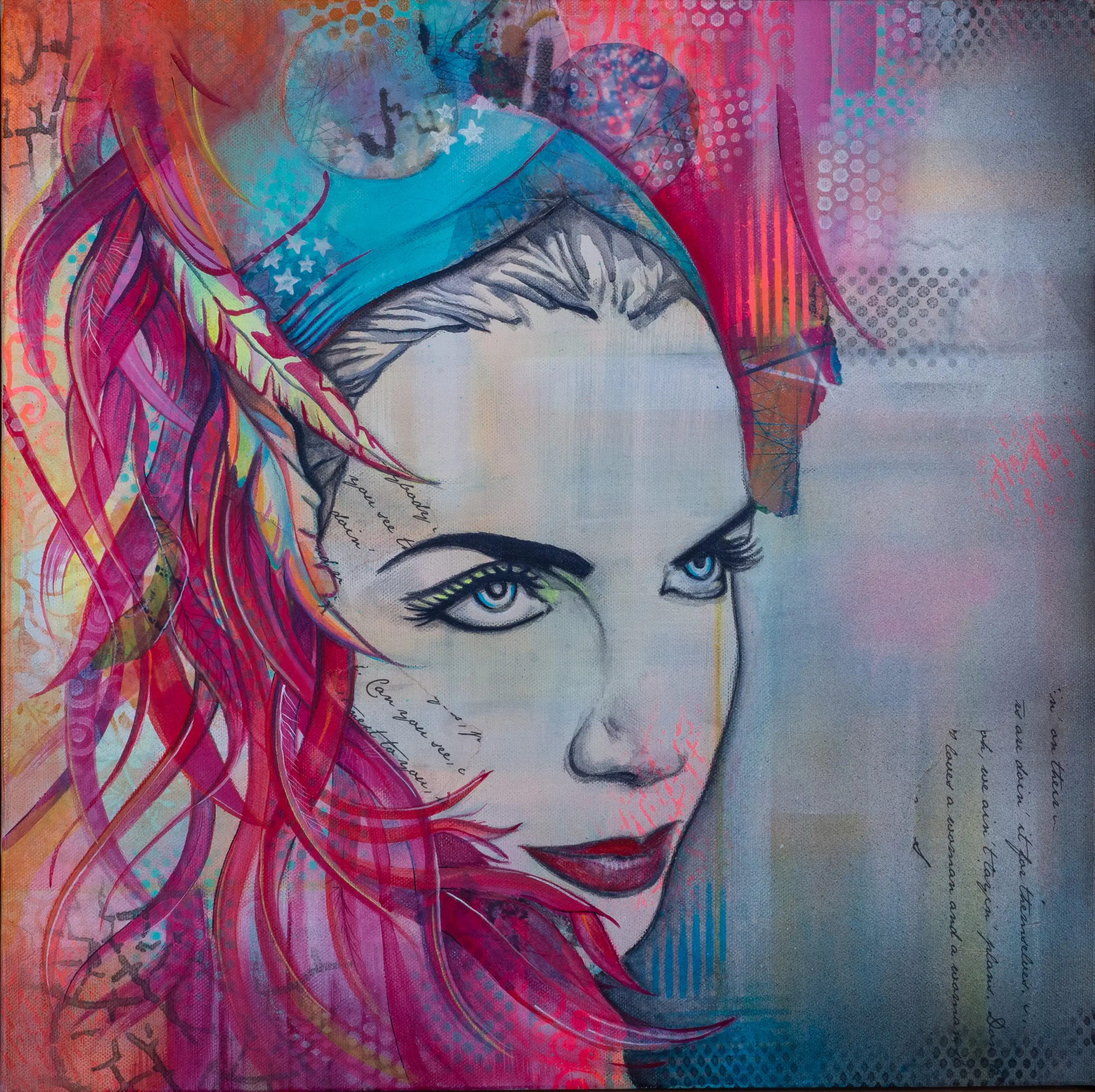 Modern portrait of Annie Lennox framed 