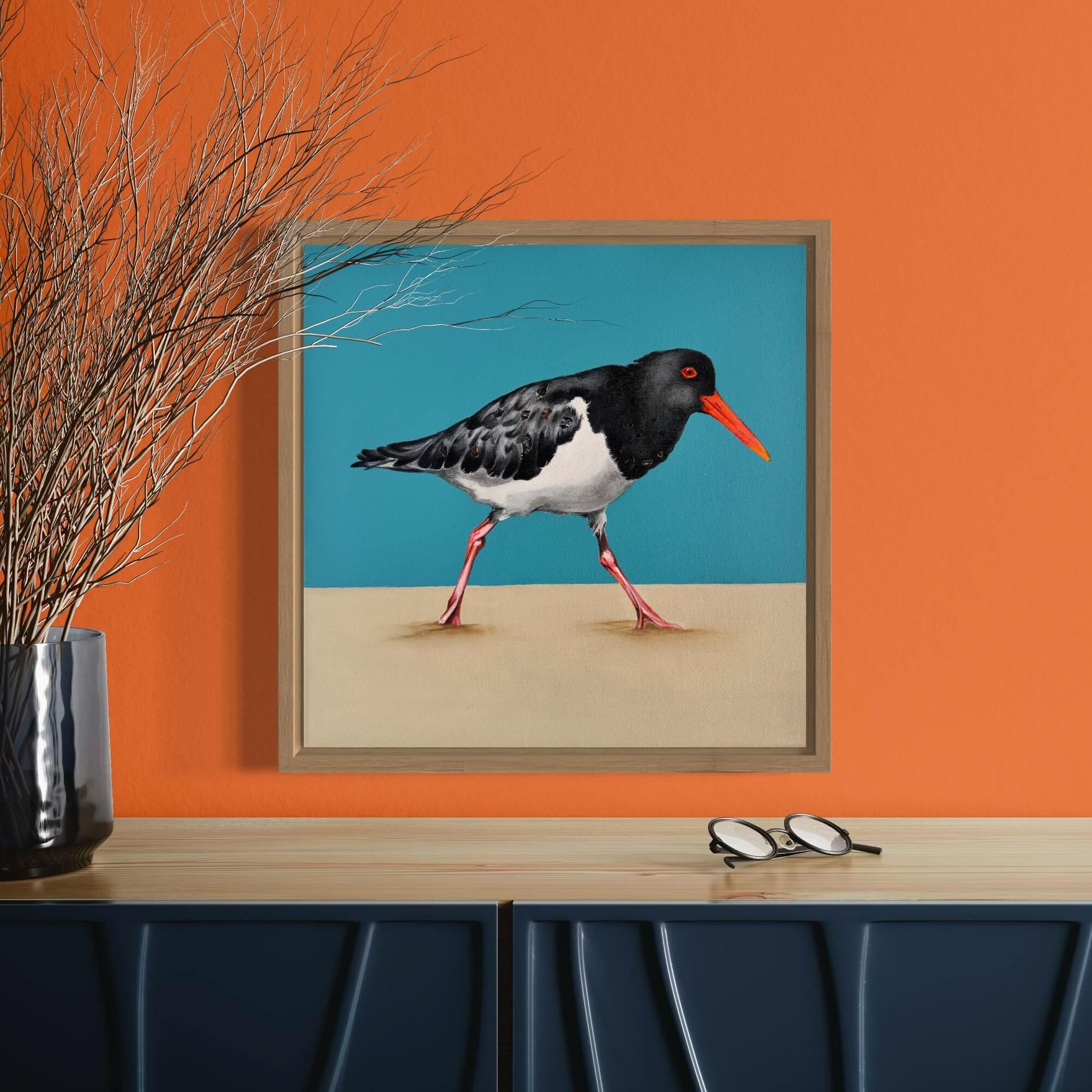 Australian Pied Oystercatcher modern original art framed