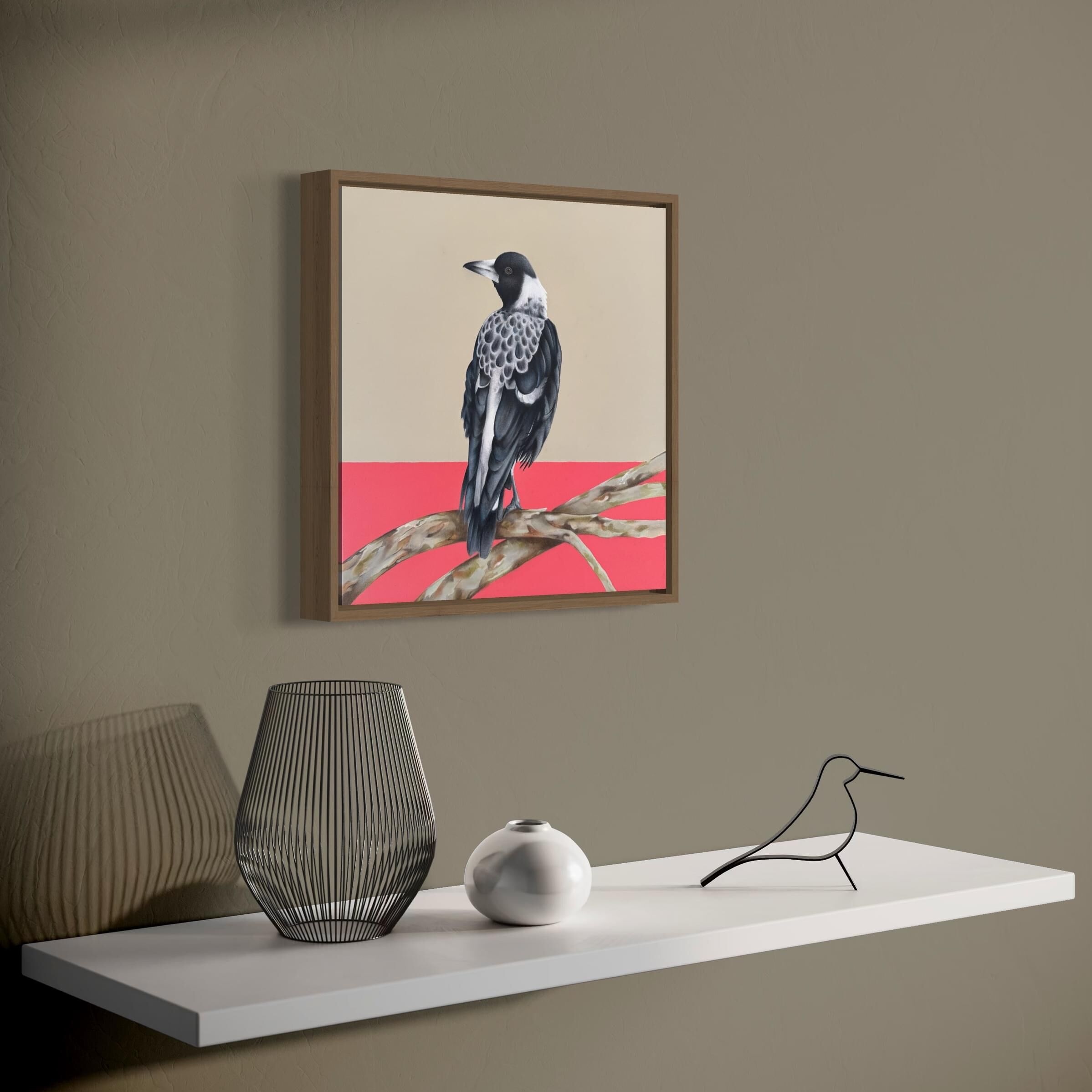 Australian baby magpie original art framed 