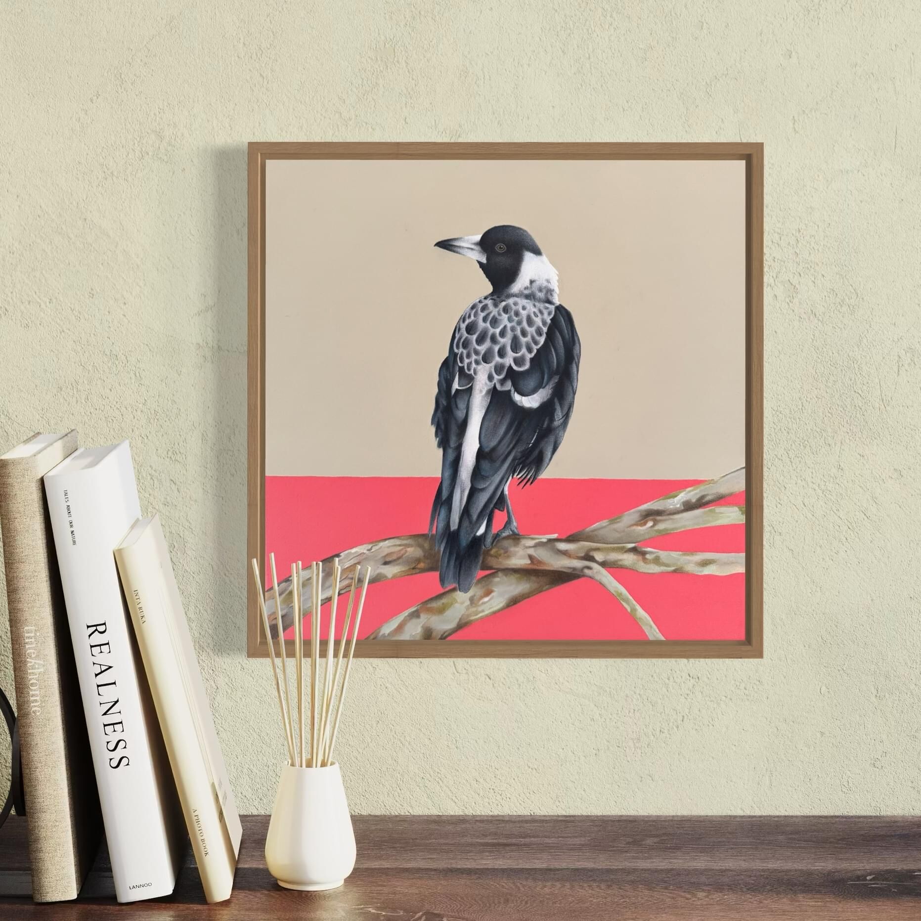 Australian baby magpie original art framed 