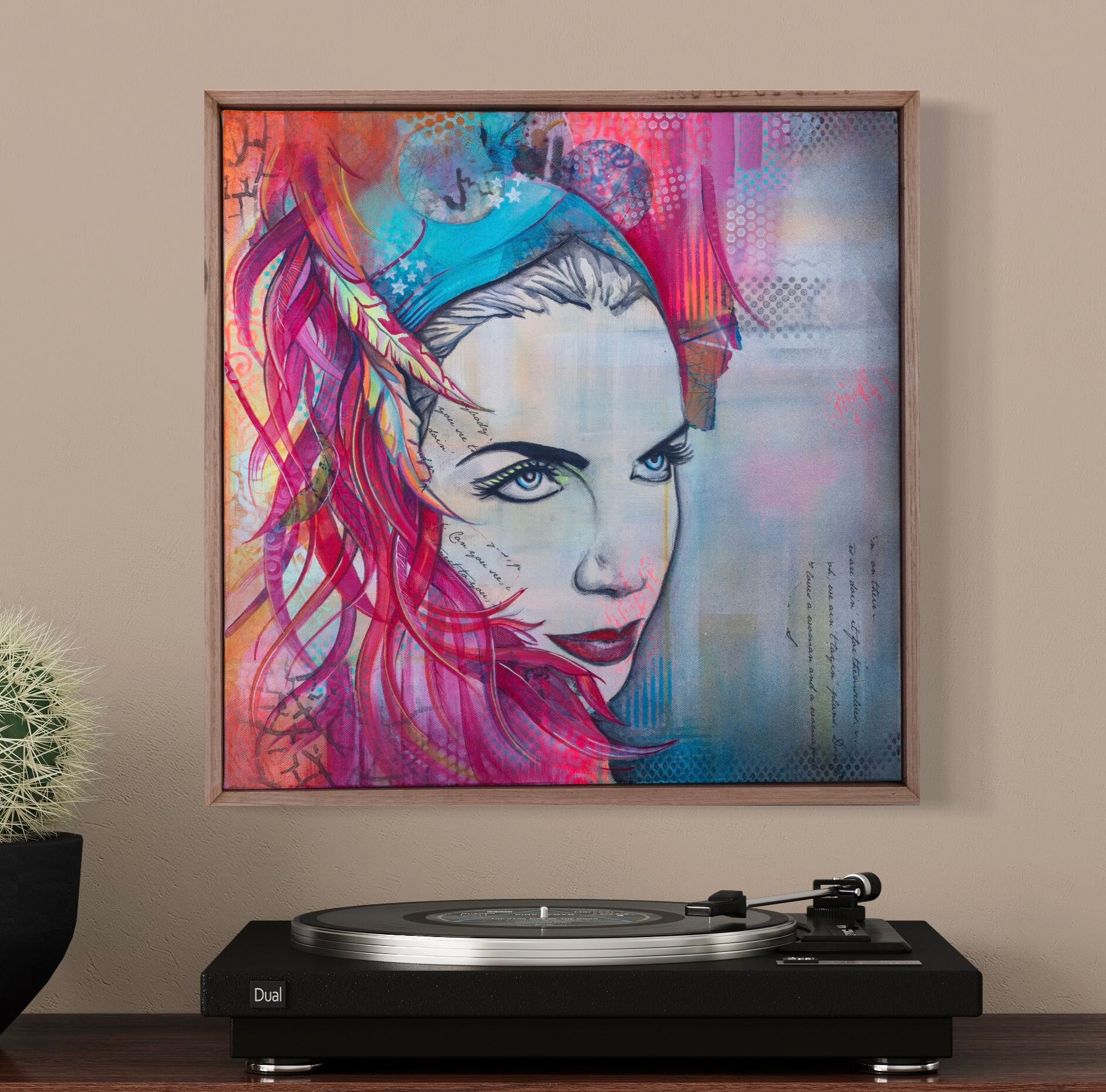 Modern portrait of Annie Lennox framed 