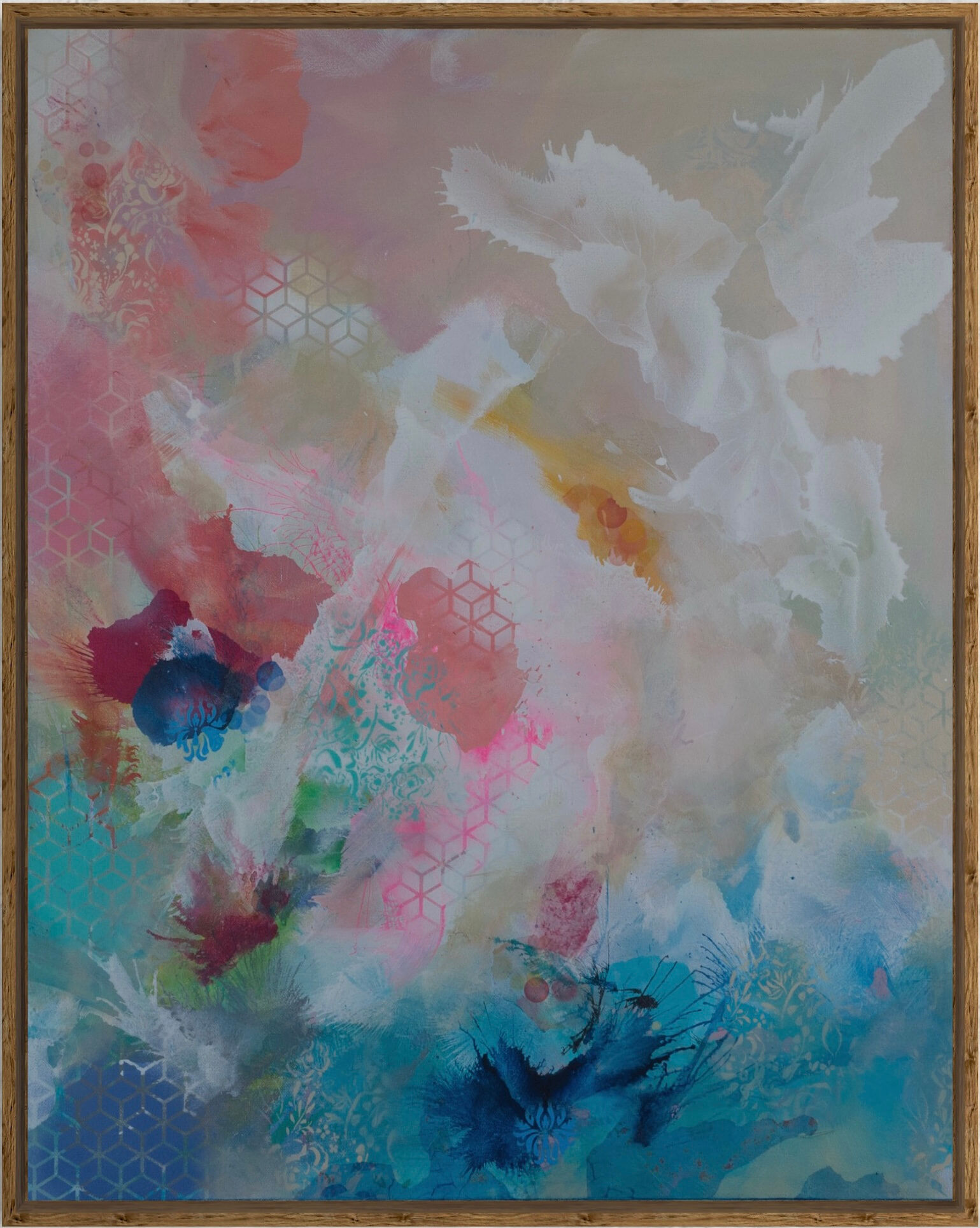 4.2-Abstract-Pink-Blue-Bird-Waves-Framed
